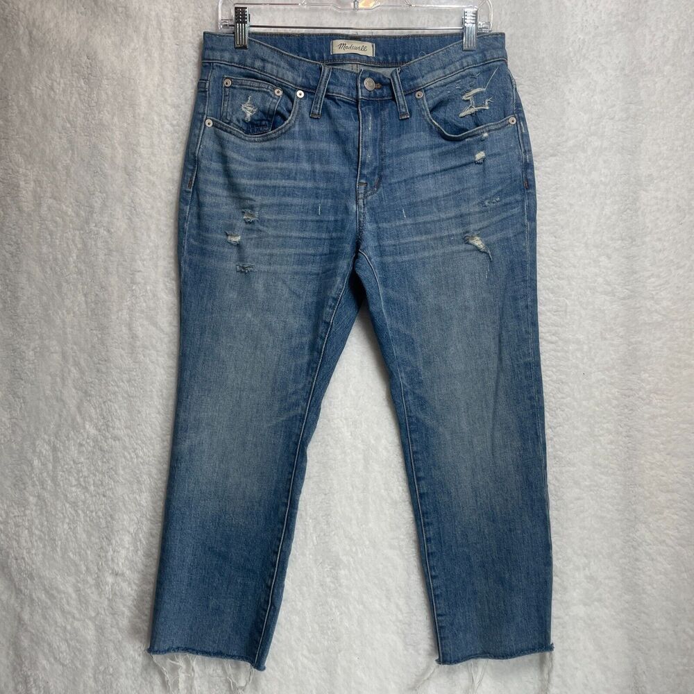 Madewell Slim BoyJean Distressed Light Wash Cotton Denim Size 28 Carlson Wash
